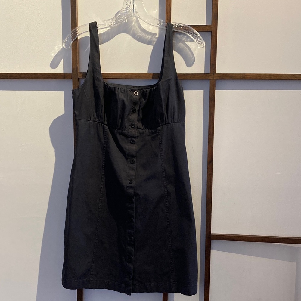 GAP Dark Charcoal Button-Front Midi Dress